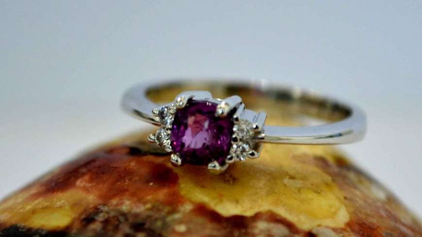 Pink Sapphire and White Sapphire Ring